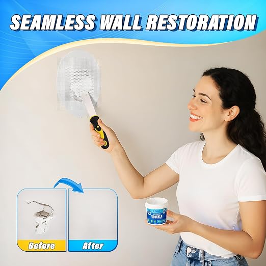DIYSELF 16-Piece Drywall Repair Kit, Spackle Wall Repair with Mesh Patches | 2 Jars of Repair Putty, Self-Adhesive Mesh Patches, Drywall Patch Kit for Cracks, Wall Hole Repair Kit for Homes and Renters