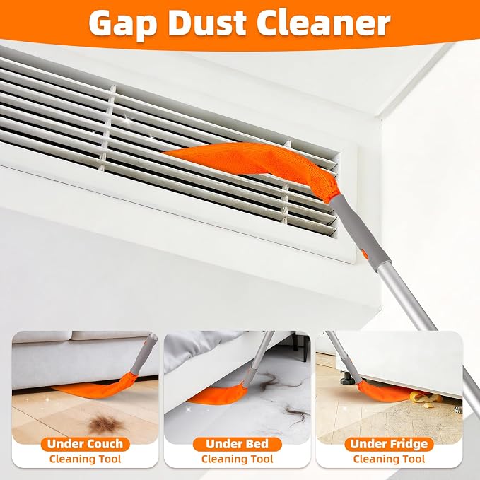 Ceiling Fan Cleaner Duster with 6 Ft/77'' Extension Pole, Multi-Functional | Fan Cleaner Duster Brush Kit for Clean Fan Blade, Baseboard, Blind, Cobweb, High Ceiling Walls - Reusable & Machine Washable