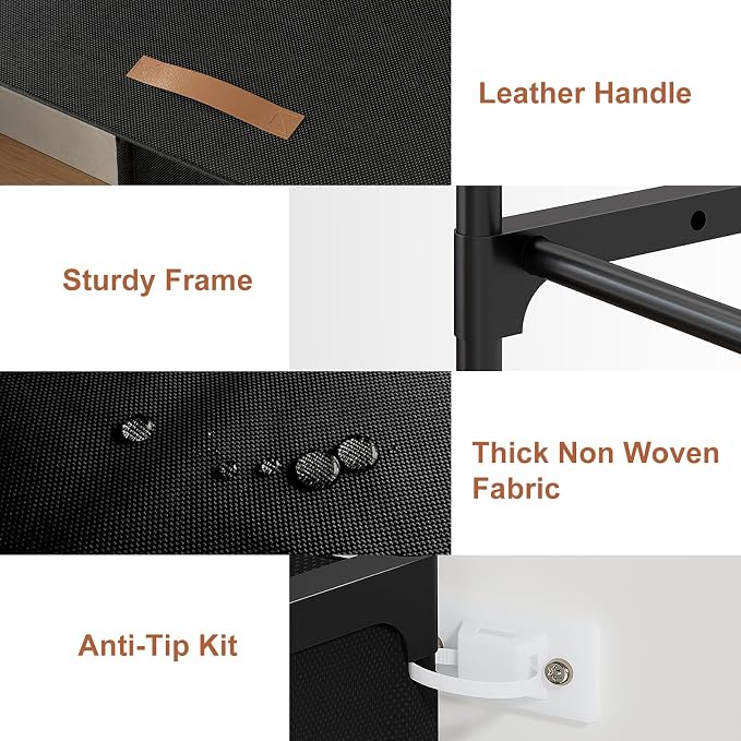 9 Tier Shoe Cabinet with Door, 36-Pair Storage, Black | Max capacity for large families. Door prevents dust & pet damage. Holds all shoe types. Easy connector assembly.
