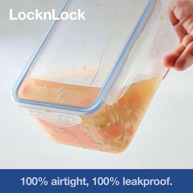 LOCK & LOCK Easy Essentials Plastic Food lids/Pantry Storage/Airtight containers, BPA Free, Square-11 Cup-for Sugar, Clear (Pack of 2)