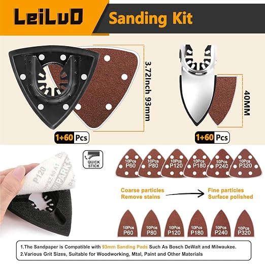 156 Pcs Oscillating Saw Blades Titanium Oscillating Tool Blade Cut Sand Scrap Universal Multitool Blades Accessories Kit Compatible with DeWalt Milwaukee Makita and More