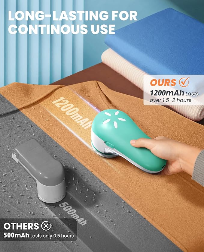 POPCHOSE Fabric Shaver, Lint Shaver with 6-Leaf Blade, Rechargeable | Lint Remover with Type-C Fast Charing Port, Sweater Defuzzer, Clothes Shaver for Couch, Furniture, Blanket, Remove Pilling