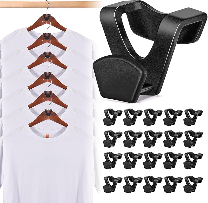 HOUSE DAY Space Saving Hanger Hooks 60 Pack, Black Clothes Hanger Connector Hooks, Heavy Duty Hanger Hooks Space Saver, Premium College Dorm Room Essentials, Good Closet Organizers and Storage | Black, Heavy Duty Hanger Hooks Space Saver, Premium Colle...