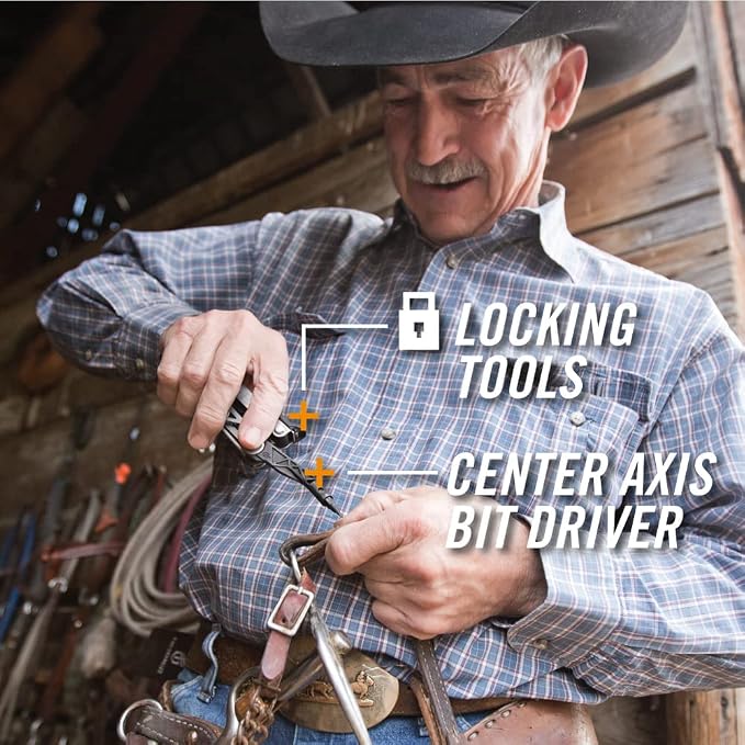Gerber Gear Center-Drive Multitool - Includes 3.25” Outboard Knife, Pliers, Pry Bar, Bottle Opener & Awl - Comes with Bit Set & Sheath - Silver & Black