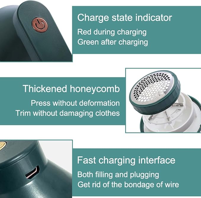 Lint Shavers, Fabric Shaver USB Rechargeable Lint Remover Electric Lint Shaver for Clothes Furniture Green