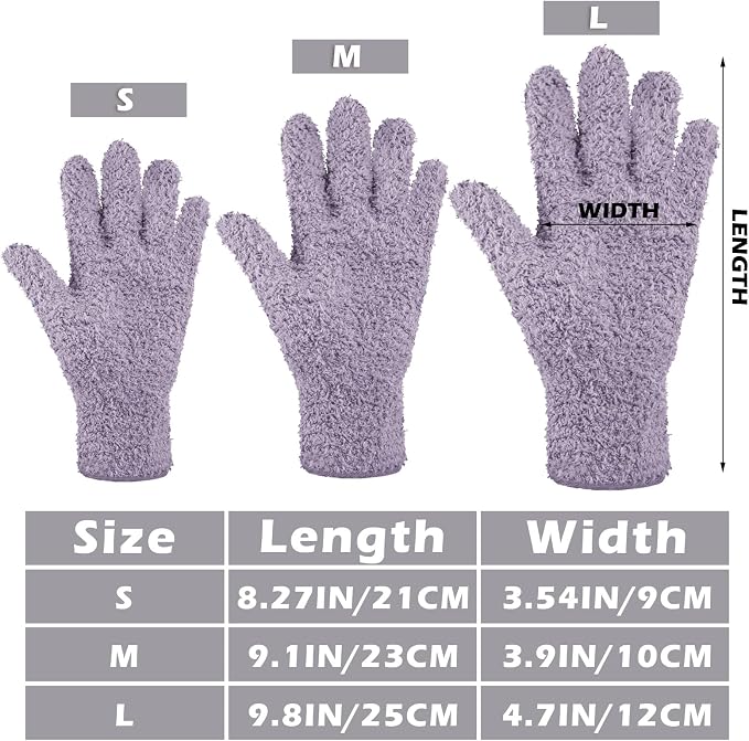 Patelai 3 Pairs Microfiber Plant Dusting Gloves Leaf Cleaning Gloves for Indoor Plants, Blinds, Furniture, House (Pink,Nude,Light Purple,Large)