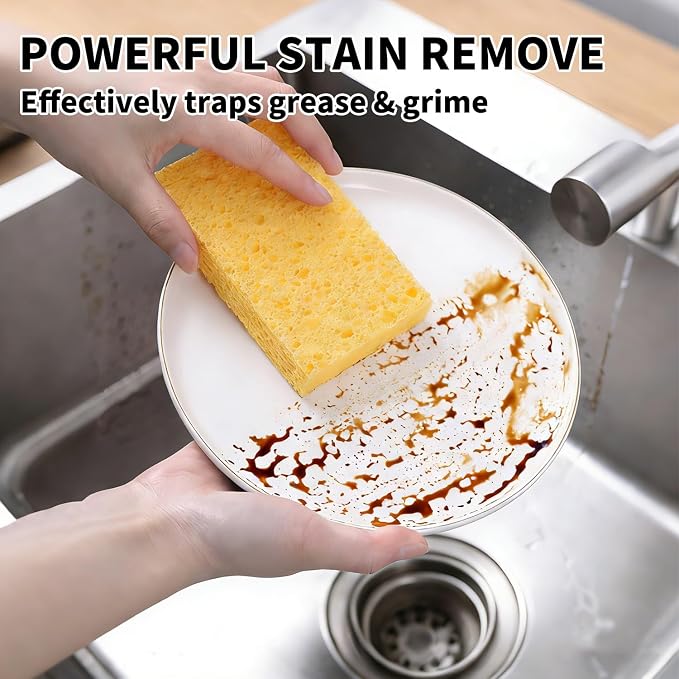 Kitchen Sponges Compressed Cellulose Sponge, Non Scratch Natural Dish Sponge for Kitchen Cleaning Sponges for Dishes Bathroom Cars Pop-up Cleaning Sponge, 8 PCS