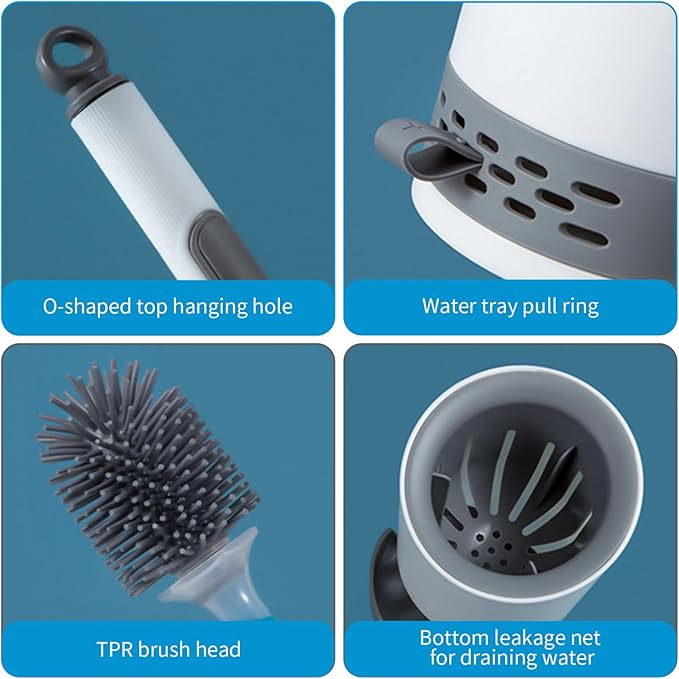 Silicone Toilet Cleaner Brush - Toilet Bowl Brush & Scrubber for Effortless Cleaning Bowl Holder Set, Silicone, and Holder Set