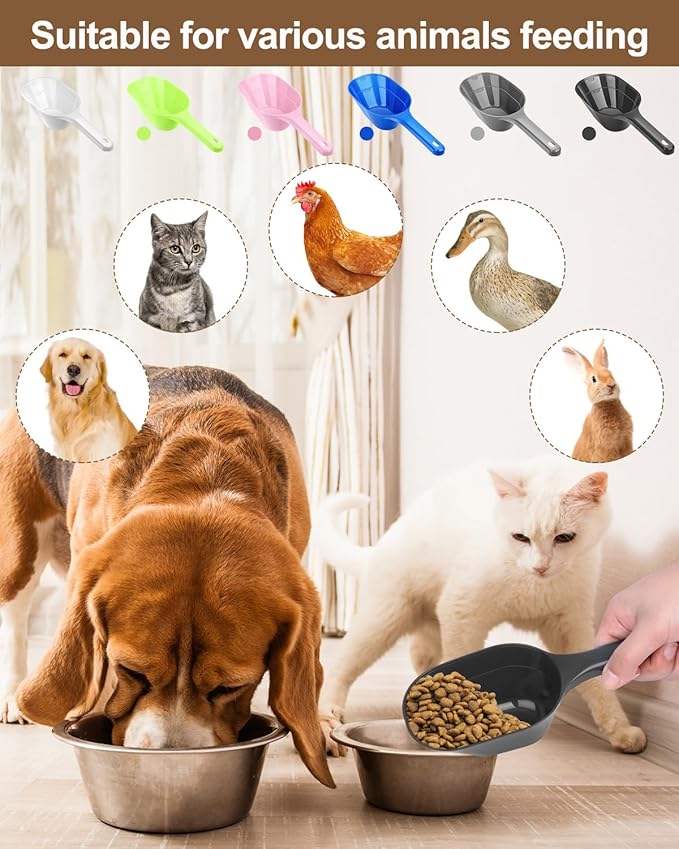 2PACK Dog-Cat Food-Scoop Measuring-Cup,1 Cup Capacity Versatile Plastic Pet Food Scoop with Measuring Lines 1 Cup and 1/2 Cup for Precise Portion Control (Black and Green)