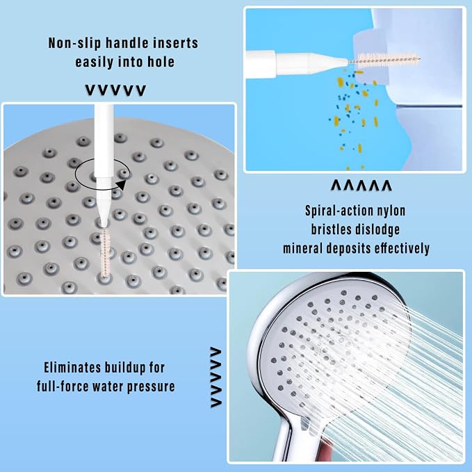 30 Pcs Shower Head Cleaner Tool with Shower Head Cleaning Brushes & Showerhead Cleaner Picks - Unclogs Clogged Nozzles, Removes Hard Water Deposits & Small Gaps | Durable Bristle Design
