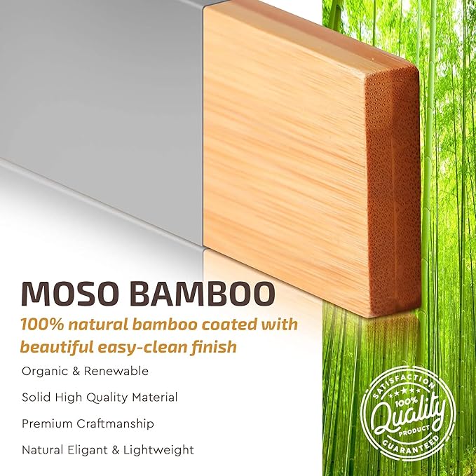 Bambüsi Bamboo Drawer Dividers 6 Pack - Deep Drawer Organizer, Adjustable 16 to 22 Inch Expandable Dividers, 2.6 Inch High Wood Separators for Kitchen, Clothes, Bedroom, Bathroom, Office - Grey