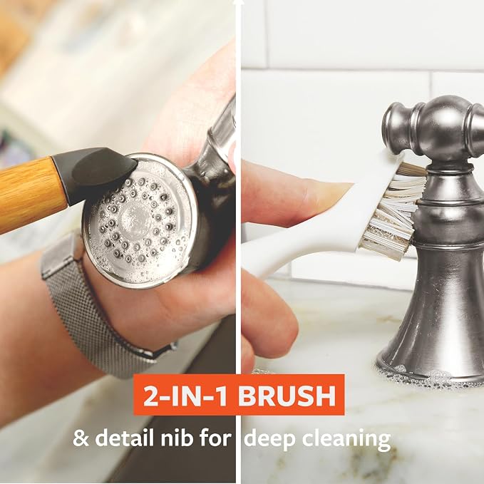 Full Circle The Every-Crevice Detail Brush, Deep Cleaning Brush for Crevices, Shower, & Grout, Tough Bristles, Sustainable Bamboo Handle, 2-Pack