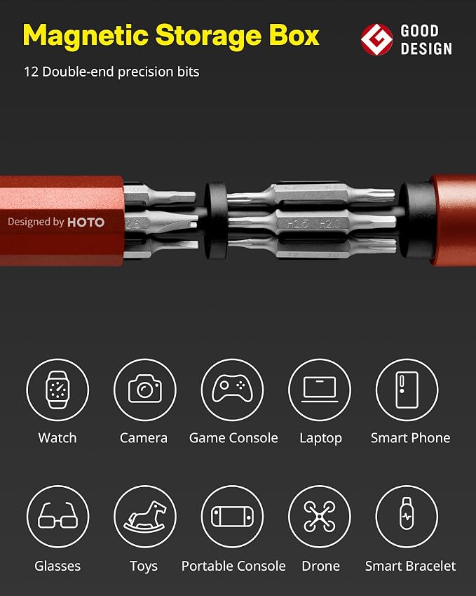 HOTO 24 in 1 Mini Screwdriver Set, Magnetic Torx Bit Set, Eyeglass Repair Kit, EDC Pen Screwdriver for Electronics, Watches, Phones, Laptops, Cameras, Gadgets for Men, Cinnabar Red | Magnetic Torx Bit Set, EDC Pen Screwdriver for Electronics, Watches, ...