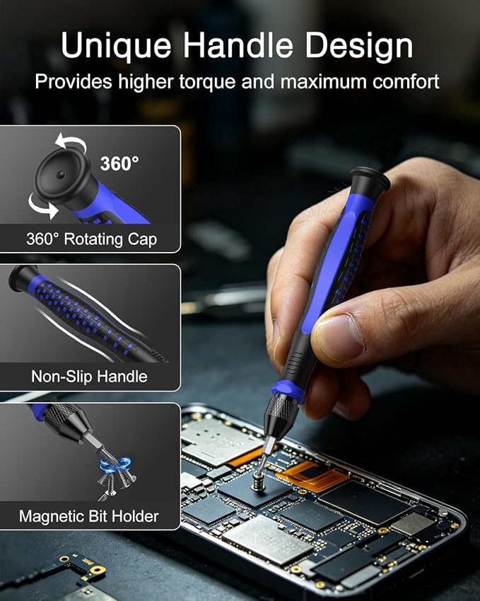 ORIA Small Precision Screwdriver Set, Mini Repair Tool Kit for Phone, PC, Computer, Laptop, Xbox, Switch, Glasses, Watch, Electronics, DIY, Pocket Repair Tools with Torx Phillips Flat and More