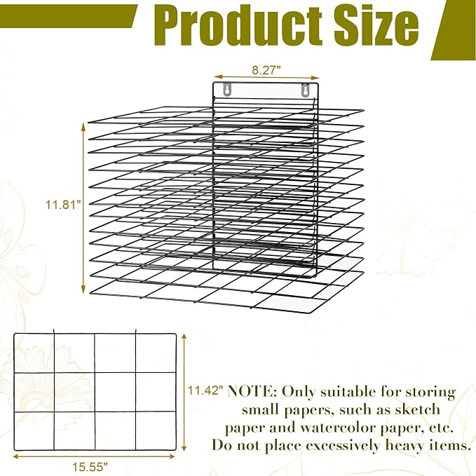 12 Shelves Art Drying Rack for Classroom, Paint Drying Rack, Black | Drying Rack Classroom, Wall Art Storage Rack, Removable Shelves for Classrooms and Art Studios