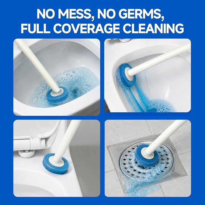 Disposable Toilet Brush with Holder, Wall Mounted Toilet Wand Cleaning System with 30 Refills, Auto-Lid Touch-Free Toilet Bowl Brush Kit for Bathroom Cleaning