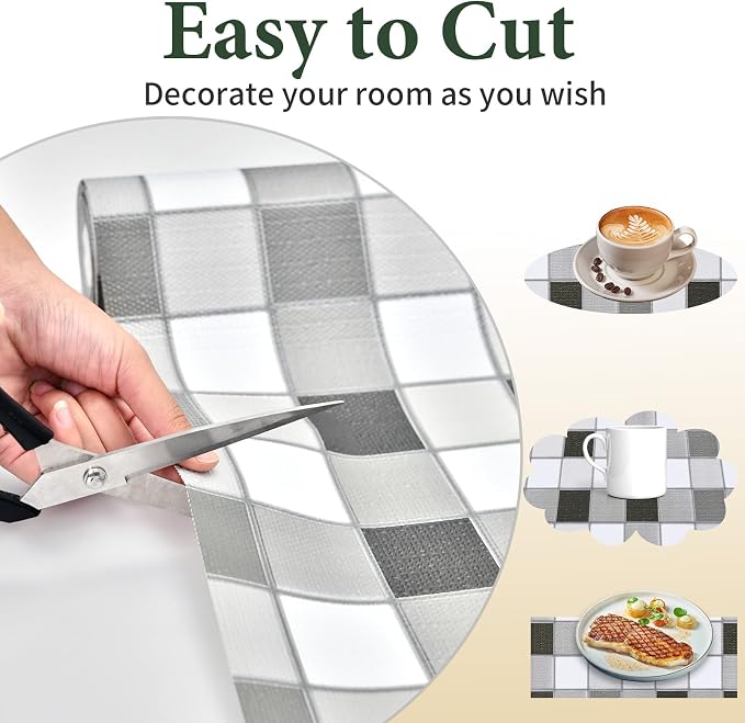 Drawer and Shelf Liner for Kitchen Cabinet: 12 in X 30 Ft Non Slip | Waterproof Shelf Paper Non Adhesive Refrigerator Liners Gray Mosaic Easy Liners for Bathroom