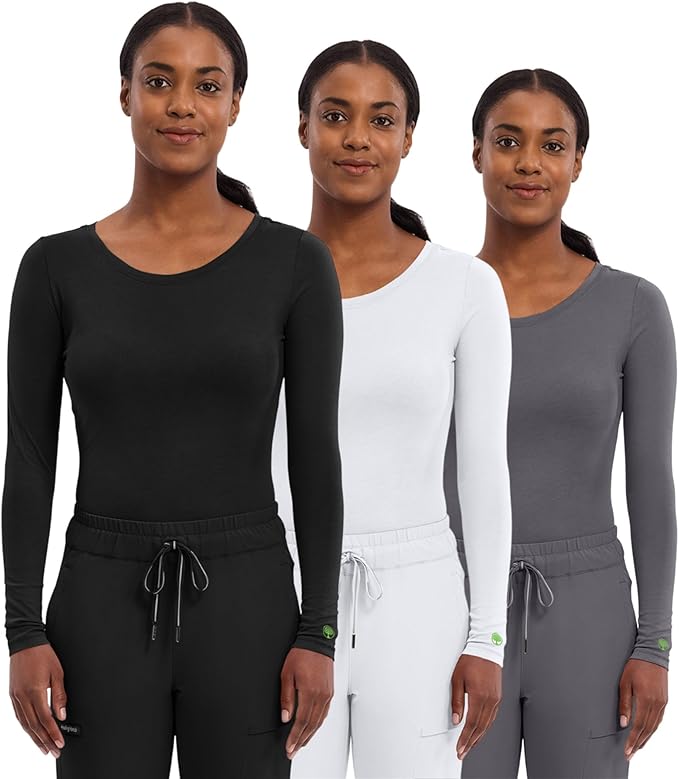 Healing Hands Underscrub Long Sleeve Women Knits Scrub Tops | Soft Cotton Blend Knit, Breathable Stretch Comfort, Machine Wash, Easy Care Fabric, Ideal For Layering Under Scrubs