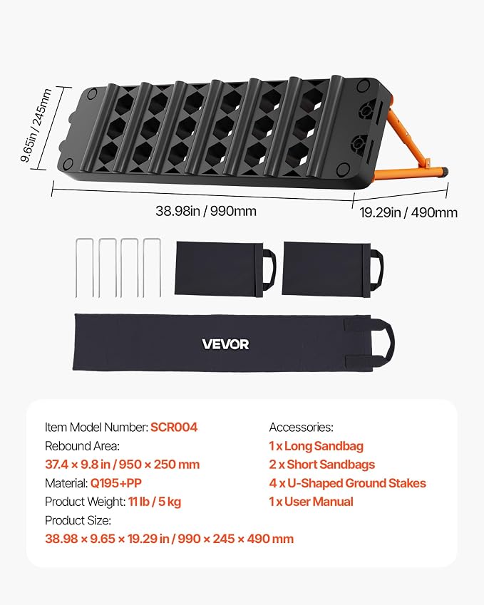 VEVOR Soccer Rebounder Board, Mult-Adjustable Angles Portable Soccer Rebound Wall, Foldable Kickback Board, Soccer Practice Equipment, Ideal for Kids & Adults Passing & Shooting Drills