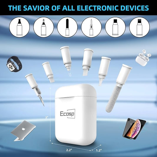 ECASP Cleaner Kit for AirPod,Multi-Tool iPhone Cleaning Kit,Cell Phone Cleaning Repair & Recovery for iPhone & iPad(Type C)Charging Port,Lightning Cables&Connectors,Easy to Store & Carry Design,White