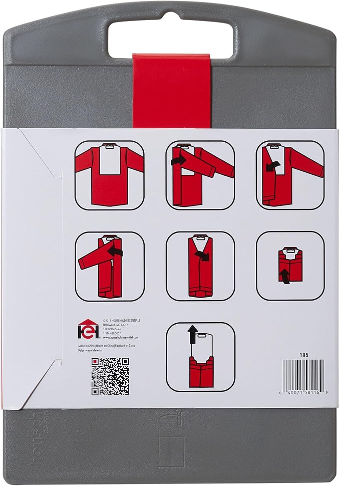 Household Essentials Shirt Folding Board for T-Shirts, Polos & Dress Shirts, Space Saving Laundry Folder with Easy-Glide Handle, Closet & Drawer Organizer, Dark Grey (Pack of 10)