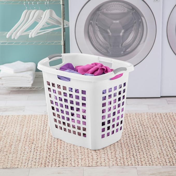 Sterilite Ultra™ Easy Carry Plastic Open Laundry Hamper, White, 4 Pack