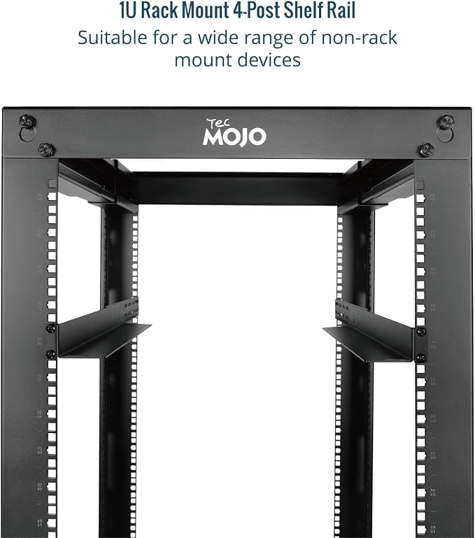 Tecmojo 1U Universal Rack Mount Rails,4-Post Server Rack Shelf Rail with 20.9"-32" Adjustable Depth Fit for Non-Rack Mountable Server/Networking/AV/IT Equipment