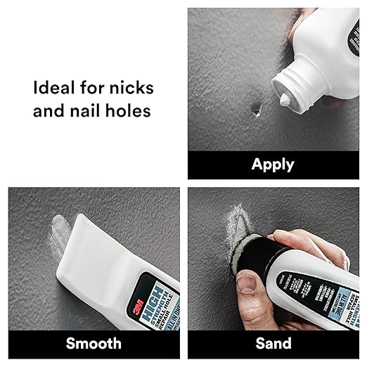 3M High Strength Small Hole Repair, All-in-One Applicator Tool | Quick and Easy Repair for Nicks and Nail Holes, Includes Putty Knife, Spackle, and Sanding Pad For Wall Repairs