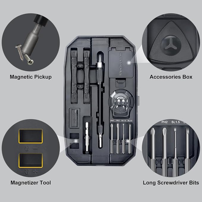 STREBITO 153 in 1 Precision Screwdriver Set, Mini Screwdriver Set with Case | 140 Magnetic Precision Bits, Practical Accessories, Electronics Tool Kit for Computer, Laptop, Phone, PC, Game Controller, RC