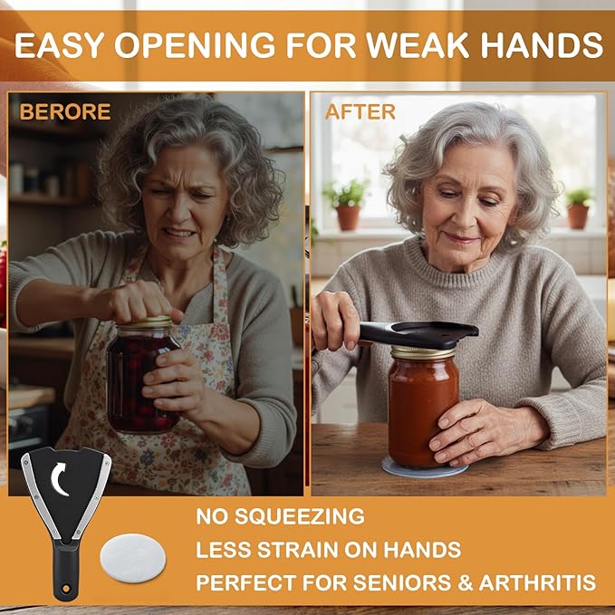 Jar Opener for Weak Hands Non-slip Base Pad Jar Lid Opener for Seniors with Arthritis Heavy-duty Grip for Stuck Jars and Tight Lids Kitchen Gift for Parents