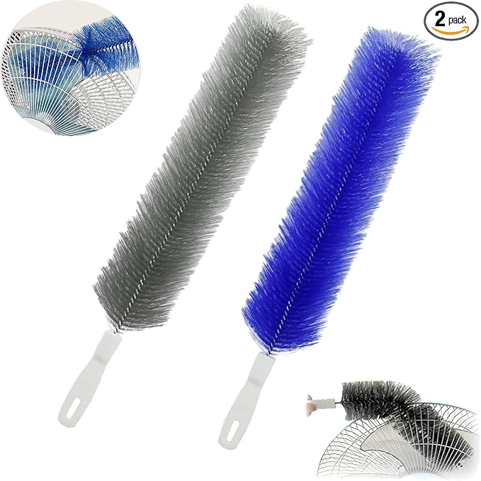 Fan Cleaning Brush, Flexible Dust Removal Brush, Reusable Microfiber Dust Collector, Cleans Without Disassembly, Suitable for Electric Fans, Louvers and Air Conditioning Vents (Blue + Gray).