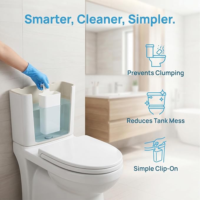 2-Piece Toilet Tablet Holder with Cleaning Gloves, Toilet Tank Caddy for Cleaning Discs, Heavy Duty PP & ABS Cleaner Bracket, Bathroom Organization Set