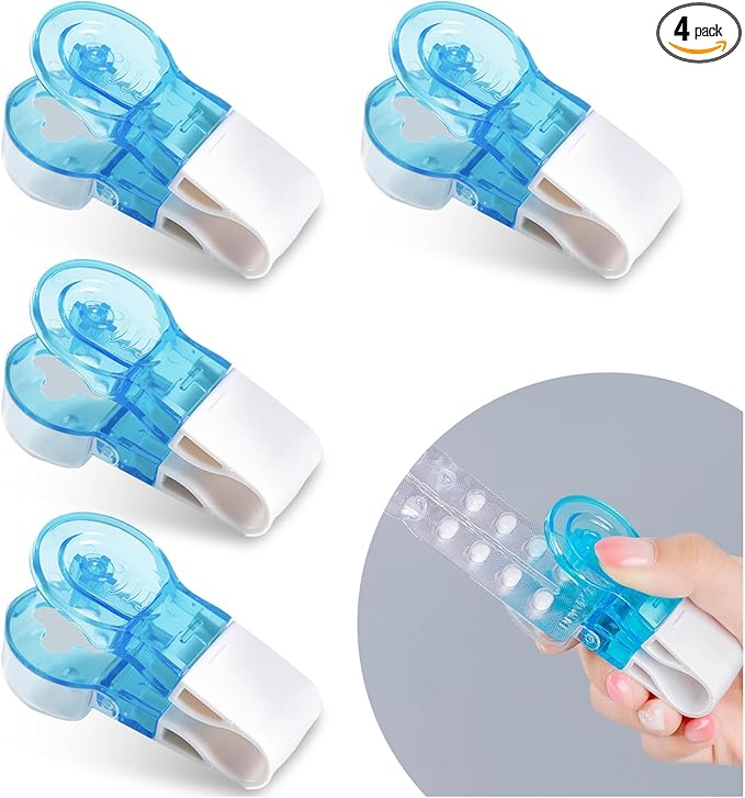 Portable Pill Taker 4 Pack Pill Popper for Blister Packs Pills Opener Tool for Nurses Household Gadgets Pills Punchers