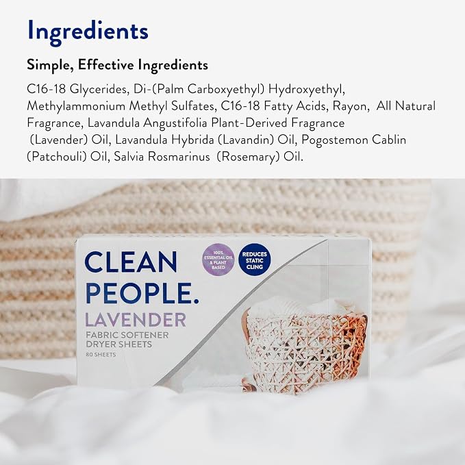 The Clean People Fabric Softener Sheets - Dryer Sheets - Softens & Removes Static Cling - Vegan Laundry Softener, Essential Oils - Lavender 360 Pack