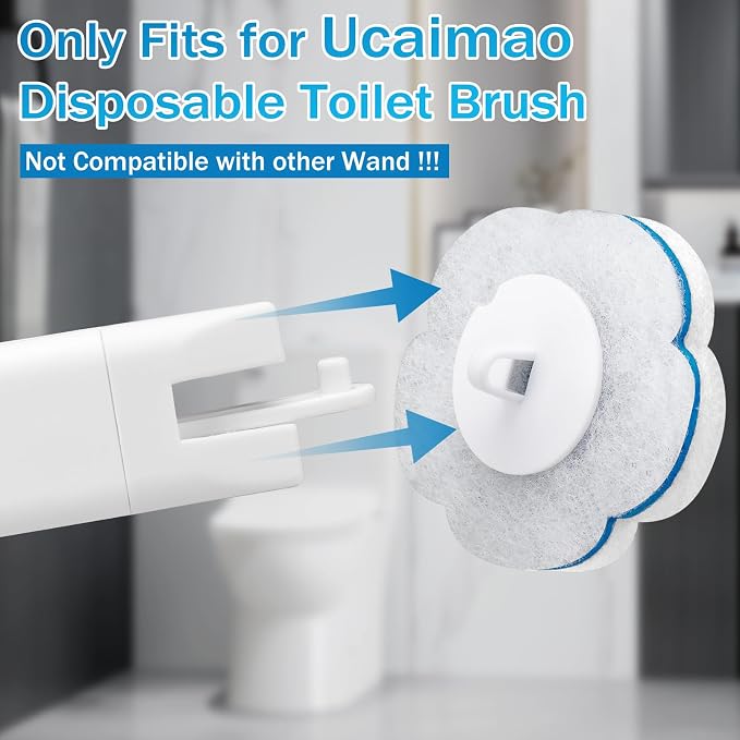 80 PCS Disposable Toilet Brush Cleaner Refills，Toilet Bowl Brush Handle Refills Cleaning System Replacement Heads Cleaner Pads for Bathtub Wash Basin (Only Refills，Only Fits Ucaimao) - White