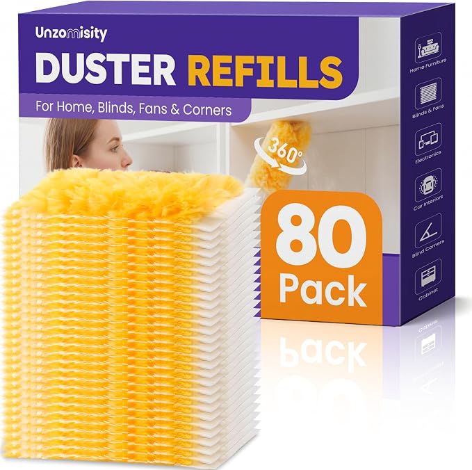 80 Count Duster Refills for Swiffe 360° Dusting Refills with Short Handles | Multi-Surface Microfibre Dusters Kit for Home Office Cleaning, Heavy Duty Disposable Duster Refills