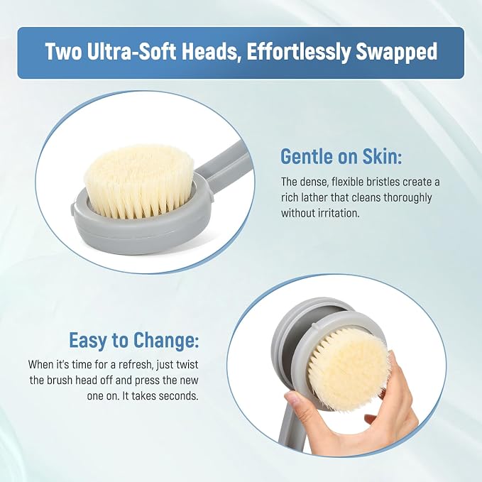 31" Back Bath Brush for Shower with U-Shaped Long Handle, Curved Handled Back Sponge Washer, Back Scrubber for Shower for Men, Women, Elderly, Frozen Shoulder, Adaptive Equipment for Shower