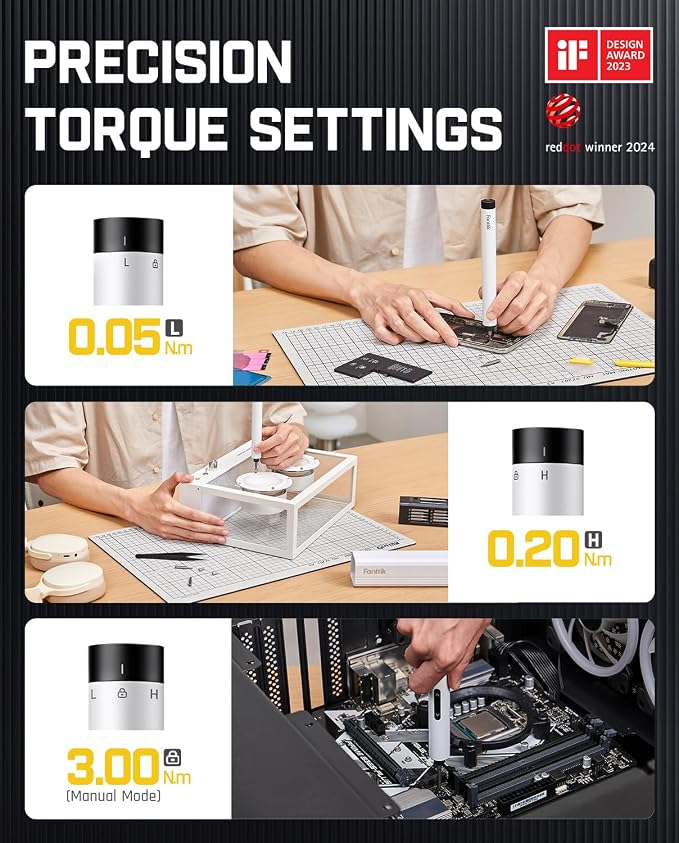 Fanttik E1 Max Precision Electric Screwdriver, Mini Screwdriver Set(White) | 50 Magnetic Bits, Magnetic Storage, 0.2N.m, 5/32‘’ Precision Repair Tool Kit for Electronics Phone Camera Laptop Watch