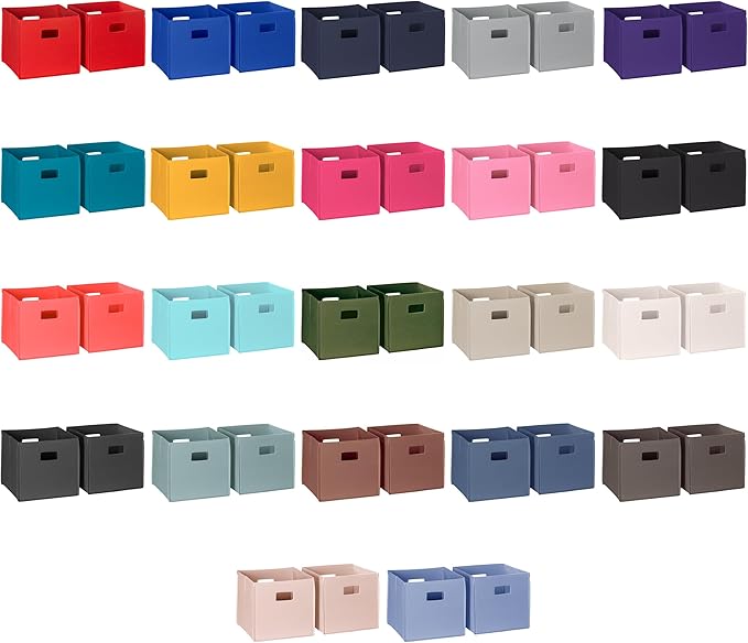 RiverRidge Kids 2pc Fabric Collapsible Storage Cube Organizers with Handles for Playroom Organization - Terracotta