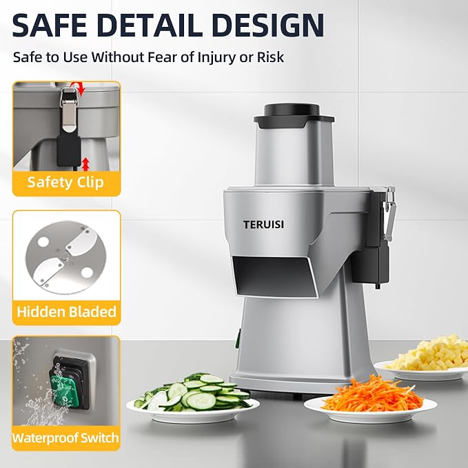 4-In-1 Electric Vegetable Chopper, 200W Vegetable Slicer Food Processor, Veggie Food Cutter With Slicing Shredding Dicing And Striping Function For Commercial Home Use,110V