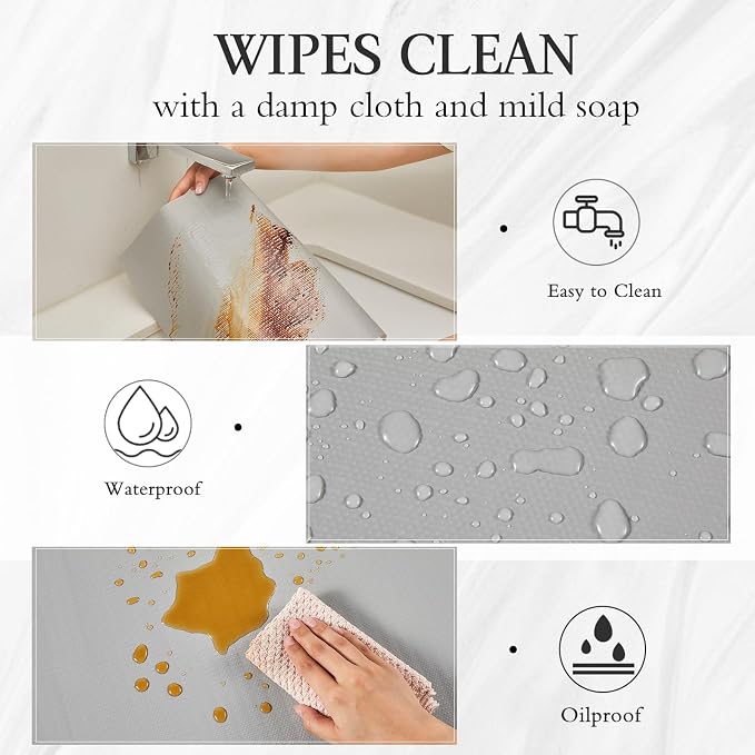 Beautysaid Shelf and Drawer Liner for Kitchen Cabinet Non Adhesive Non Slip | Shelf Paper Waterproof Washable Thickened for Dresser Pantry Shelve Bathroom Protector Liner(Light Grey,12 in x 20FT)