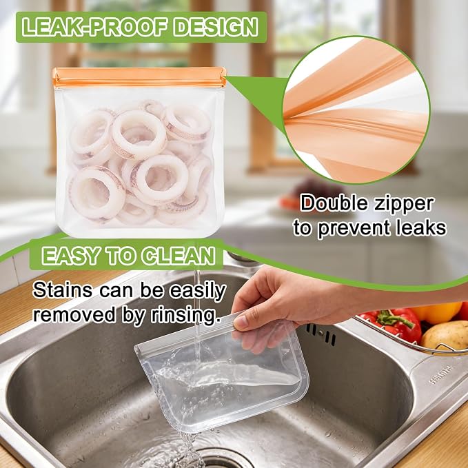 12 Pack Silicone Bags for Food Storage,Reusable Silicone Food Storage Bags,Freezer, Microwave & Dishwasher Safe,Reusable Freezer Food Bags, Leakproof-4 Gallon 4 Snack 4 Sandwich Bags,Grey
