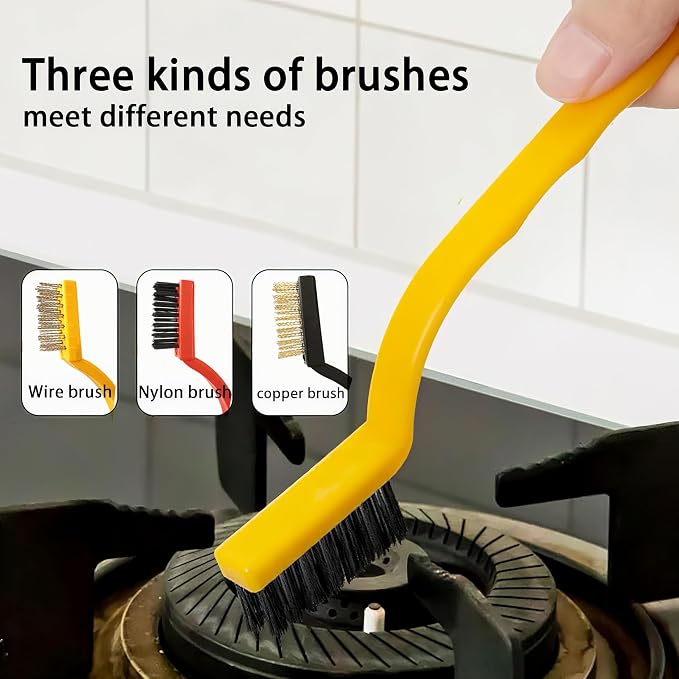16Pcs Crevice Cleaning Brush Set, Hard Bristle Gap Cleaning Brush for Bathroom Window Tracks, Deep Cleaning Tools Kit with Wire Detail Brushes & Non-Scratch Wire Dishcloths for Kitchen