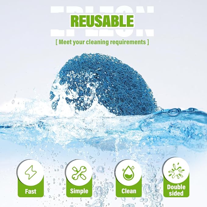 4 Inch Drill Brush Scrub Pads Cleaning Kit, 5X Faster Cleaning, Reusable Double Sided Scrub Pad for Bathroom Shower Tub Tile Grout Kitchen Toilet Hard Surfaces, 9 Pack(Blue)