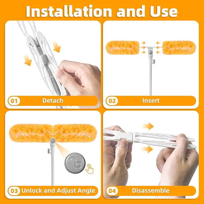 6 ft Extendable Duster Kit with 20 Refills for Swiffer Duster | 360 Heavy Duty Duster Refills, 5X Microfibers Trap Dust, Long Extended Handle for Ceiling Fan, Vents and Hard to reach Areas