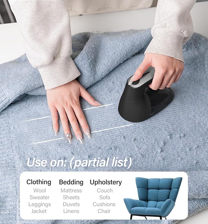 Bymore Fabric Shaver, Lint Remover for Clothes, Sweaters & Furniture, Black