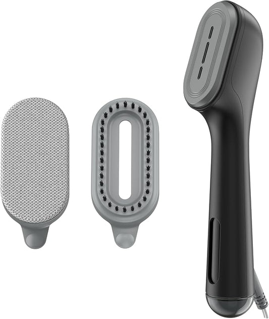 Conair Clothes Steamer, 2-in-1 Travel Steamer/Iron, Anti-Drip, Black/Silver | Portable handheld garment steamer for clothes w/ iron, quickly removes wrinkles, dual voltage 120-240V & heats in 75 seconds
