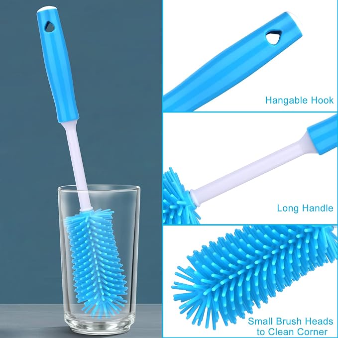 Water Bottle Cleaner Brush Kit for Owala/Stanley/Yeti Tumbler Cup | Multifunctional Bottle Brush and Long Straw Cleaner Brush Set,Cleaning Kit for Baby Bottles,Tumbler Cup Accessories,3 Pack
