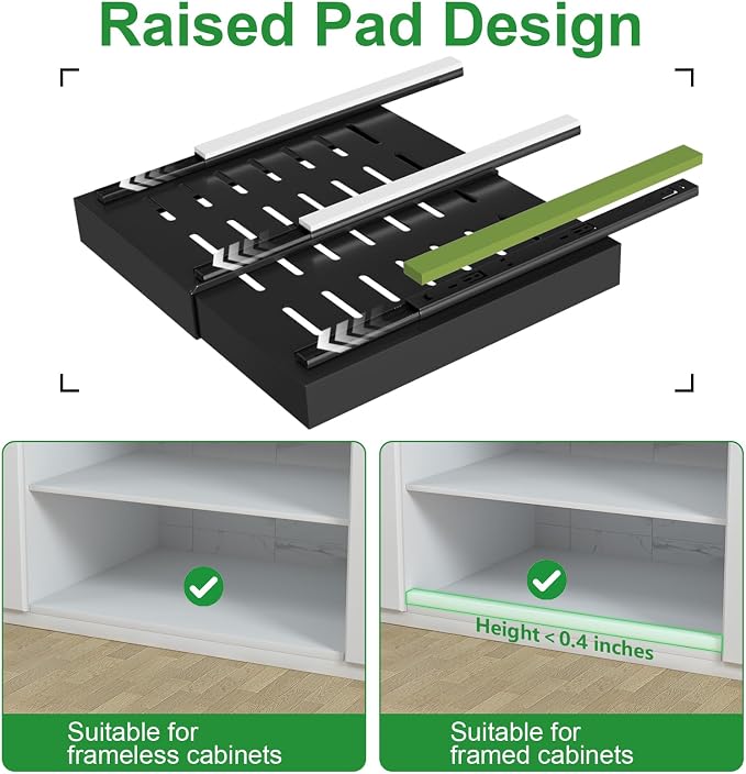 PAKETA 2 Pack Expandable Pull Out Cabinet Organizer,21" Deep | Pull Out Drawers for Cabinets with width from 12" to 20",Sliding Drawers for Cabinets with Upgrade 3 Slide Rails,hold 65 lbs