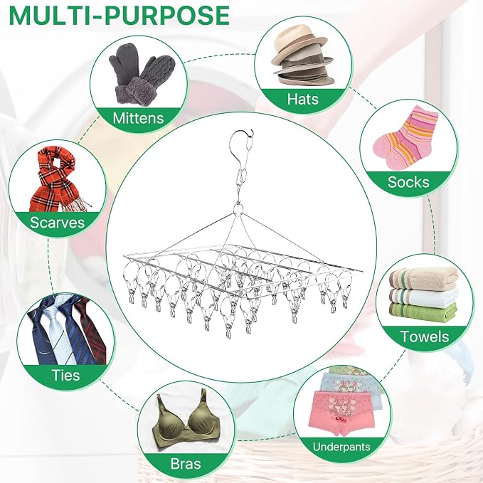 Herb Drying Rack for Drying Spices, Rustproof Dryer with 30 Hooks | 4 Pack, No Assembly Required, 360° Swivel Air Circulation, Space Saving Foldable, for Herbs Flowers Tea Balcony Outdoor Use